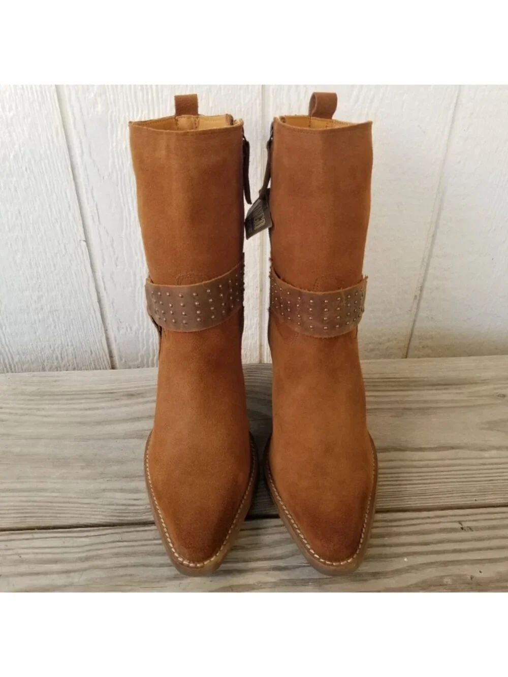 Dingo Songbird Womens Suede Stacked Harness Shortie Side Zip Boots 11 M DI2189